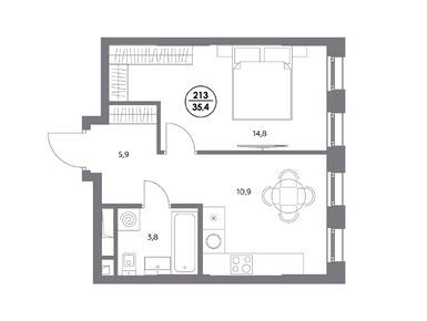 1-комнатная 35.40 кв.м, ЖК «Адмирал», 19 410 614 руб.