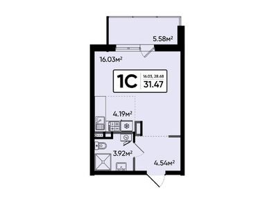 1-комнатная 31.47 кв.м, ЖК «Северный Квартал», 4 515 207 руб.