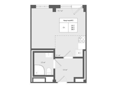 Студия 28.70 кв.м, ЖК «Яковлево», 7 223 216 руб.