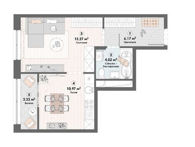 Планировки однокомнатные в ЖК «Триумф» (Пушкино)