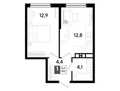 Планировки однокомнатные в ЖК DOGMA PARK (Догма Парк)