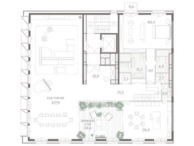 4-комнатная 458.30 кв.м, ЖК «Тессинский, 1», 759 403 100 руб.