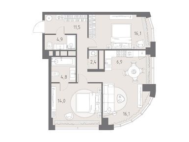 Планировки трехкомнатные в ЖК «Родина Парк»