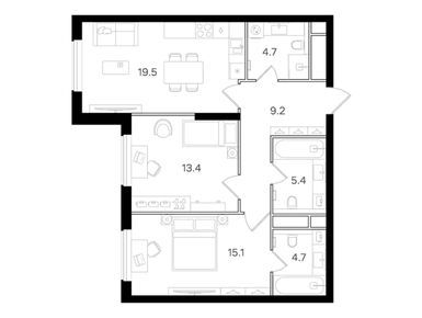 Планировки двухкомнатные в Клубный дом «Интонация»