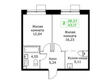 Планировки двухкомнатные в ЖК «КИТ 2»
