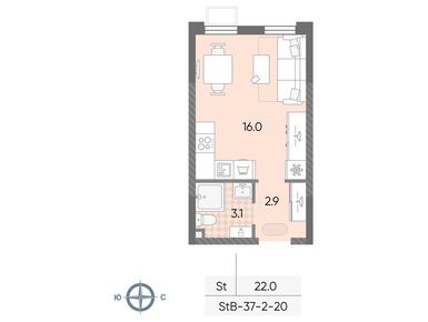 Студия 22.02 кв.м, ЖК «Лучи», 9 136 072 руб.