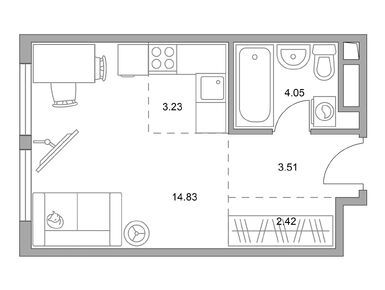 Студия 28.04 кв.м, ЖК «Гранель Коломенское», 14 920 839 руб.