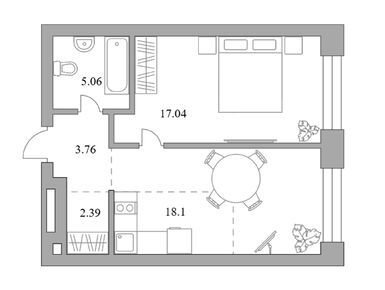 1-комнатная 46.35 кв.м, ЖК MYPRIORITY Павелецкая (Май Приорити Павелецкая), 27 857 039 руб.