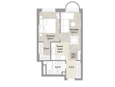 1-комнатная 40.20 кв.м, ЖК «Новые Смыслы», 16 803 600 руб.