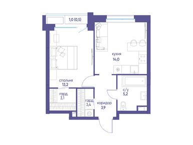 Планировки однокомнатные в ЖК «Остров»