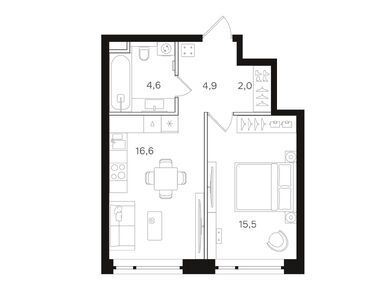 1-комнатная 44.30 кв.м, ЖК «Мангазея на Речном», 24 493 470 руб.