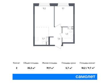 1-комнатная 35.20 кв.м, ЖК «Ольховый Квартал», 12 775 221 руб.