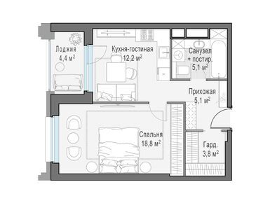 Планировки однокомнатные в Квартал Foriver (Форивер)