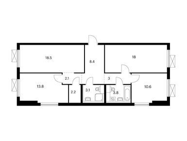 Планировки 3-к. апартаменты в Большая Академическая 85