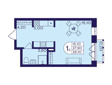 Планировки студии в ЖК «Героев»