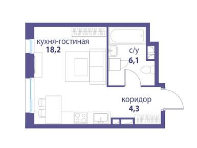 Студия 28.50 кв.м, Жилой квартал «Символ», 22 032 000 руб.