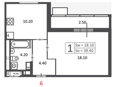 1-комнатная 39.40 кв.м, Жилой дом «3-я Прядильная ул., влд. 4», 13 779 050 руб.