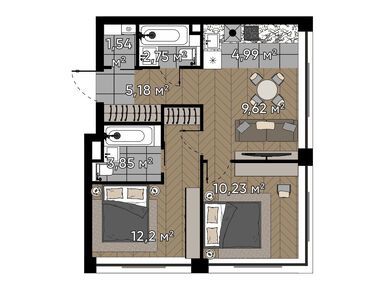 Планировки двухкомнатные в Квартал «Серебряный бор»