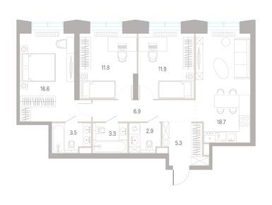 Планировки трехкомнатные в ЖК «КОД Сокольники»