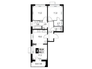 Планировки трехкомнатные в ЖК «1-й Южный» (Первый Южный)