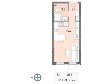 Студия 21.62 кв.м, ЖК «Лучи», 8 926 675 руб.