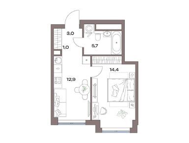 Планировки однокомнатные в ЖК «Акценты»
