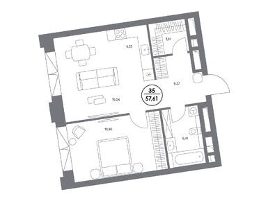 1-комнатная 57.70 кв.м, Клубный дом «Космо 4/22», 113 999 800 руб.