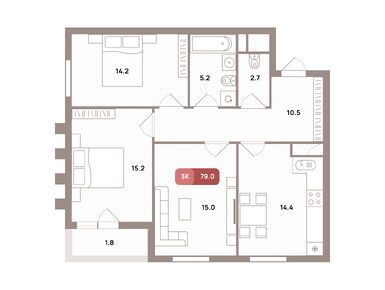 3-комнатная 79.00 кв.м, ЖК «Проспект 39» (District 39), 26 687 821 руб.