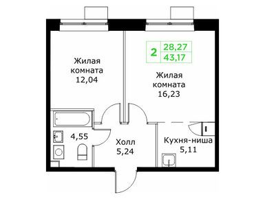 Планировки двухкомнатные в ЖК «Кит 2»