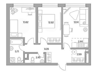 3-комнатная 62.45 кв.м, ЖК «Тринити», 21 986 464 руб.