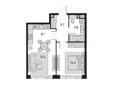 Планировки двухкомнатные в Жилой квартал PRIDE (Прайд)
