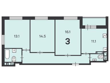 3-комнатная 71.50 кв.м, Жилой дом «Молодцова ул., д. 25, к. 1», 21 092 500 руб.