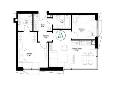 Планировки двухкомнатные в ЖК «Метрополия»