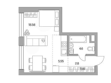 Планировки однокомнатные в ЖК «Мнёвники от Гранель»