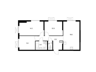 Планировки трехкомнатные в Кузьминский лес