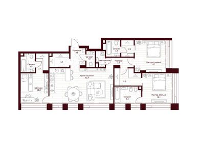Планировки трехкомнатные в ЖК «Дом 7 Даниловский»