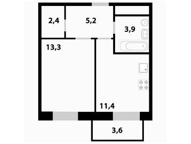 1-комнатная 36.20 кв.м, ЖК «Союзный», 9 280 000 руб.