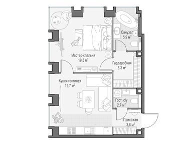 Планировки однокомнатные в Квартал Life Time