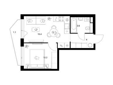 1-комнатная 34.30 кв.м, Строгино 360, 18 124 120 руб.