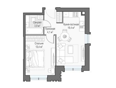 Планировки однокомнатные в Дом «Достижение»