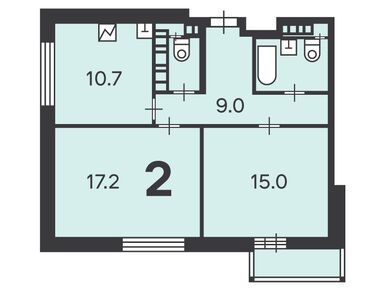 2-комнатная 57.70 кв.м, Жилой дом «16-я Парковая ул., д. 12», 21 393 034 руб.