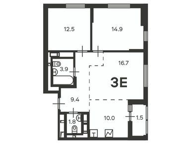 Планировки трехкомнатные в Жилой дом «Кусковская ул., д. 12/1»