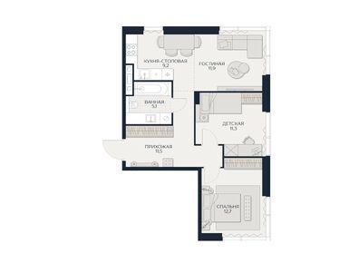 Планировки трехкомнатные в ЖК «Кутузов Сити»