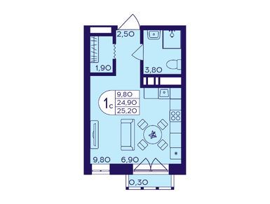 Студия 25.20 кв.м, ЖК «Героев», 6 413 400 руб.