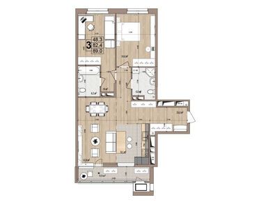 Планировки трехкомнатные в ЖК «Гранд Комфорт»