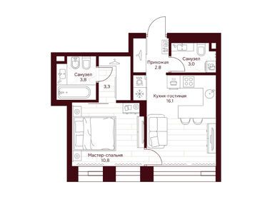 1-комнатная 39.30 кв.м, ЖК «Дом 7 Даниловский», 41 044 920 руб.