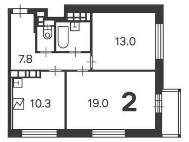 2-комнатная 55.10 кв.м, Жилой дом «16-я Парковая ул., д. 12», 16 557 550 руб.