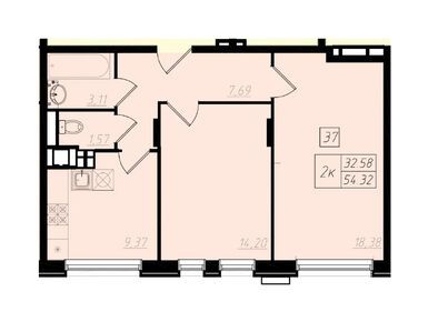 2-комнатная 54.20 кв.м, ЖК «Бристоль», 13 741 439 руб.