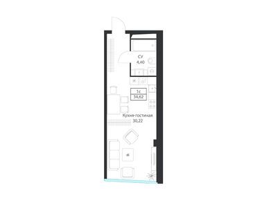 Студия 34.62 кв.м, МФК «Диус», 16 904 946 руб.
