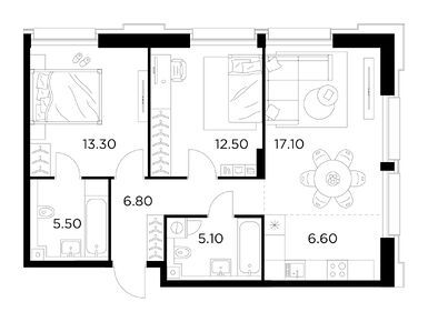 Планировки трехкомнатные в ЖК Яркий квартал «Инджой»